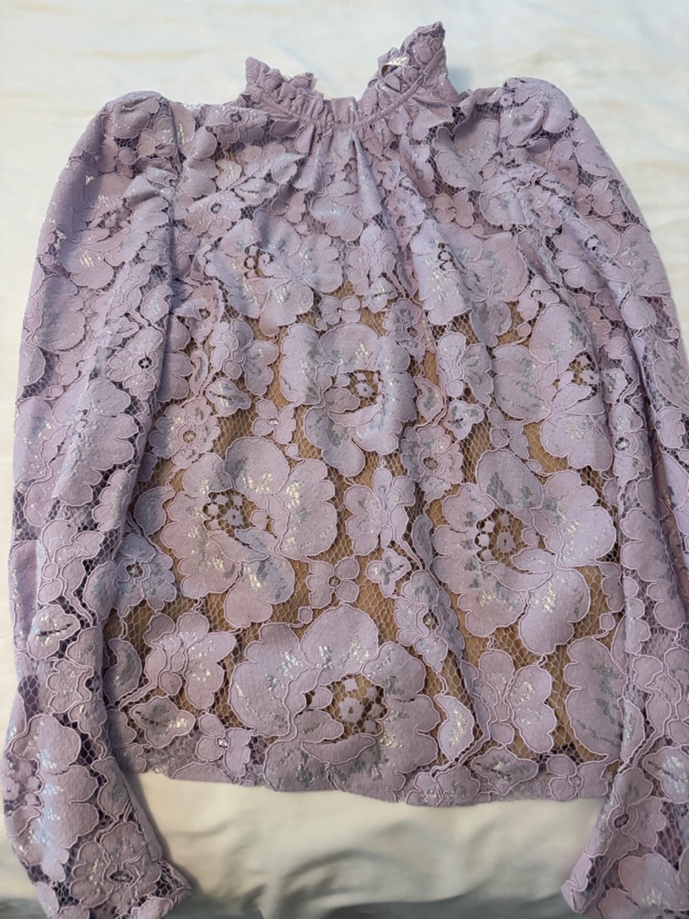 WAYF Emma Puff Sleeve Lace Top in Lavender
